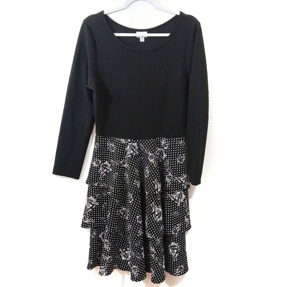 Lularoe Black White Long Sleeve Boat Ruffle Dress XL - Picture 1 of 9